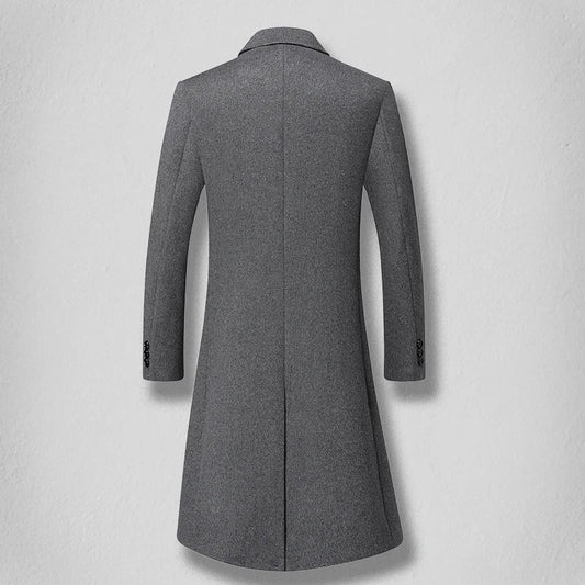 High-end men's fashionable and stylish new men's solid color versatile, trendy and casual long woolen coat