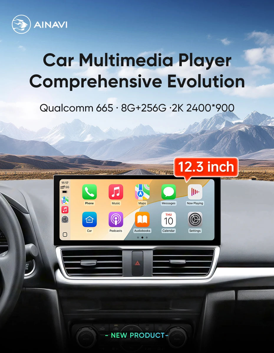 Ainavi 12.3 Inch Radio For Mazda 3 Axela 2013 2014 2015 2016 2017 2018 Car Multimedia Player Wireless Carplay Android Auto 2K 4G