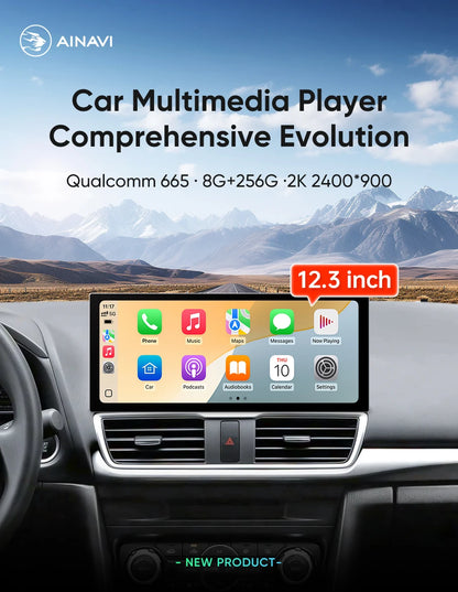 Ainavi 12.3 Inch Radio For Mazda 3 Axela 2013 2014 2015 2016 2017 2018 Car Multimedia Player Wireless Carplay Android Auto 2K 4G