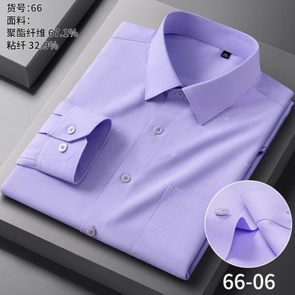 High Quality Men's Long Sleeve Business Casual Plaid Workwear Shirts Anti-Wrinkle Fashion Stripe Office Regular Slim Fit Blouses