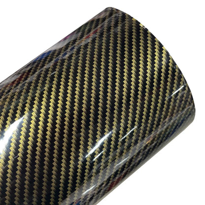 Premium Gloss 2D Black Gold Carbon Fiber Vinyl Wrap Film Roll Self Adhesive Sticker Decal Car Wrapping Foil