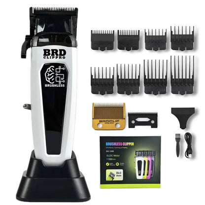 BRDCLIP 106B Professional Brushless Motor Hair Clipper Electric Cordless Trimmer 7500RPM Ultra Thin Moving DLC Blade with Base