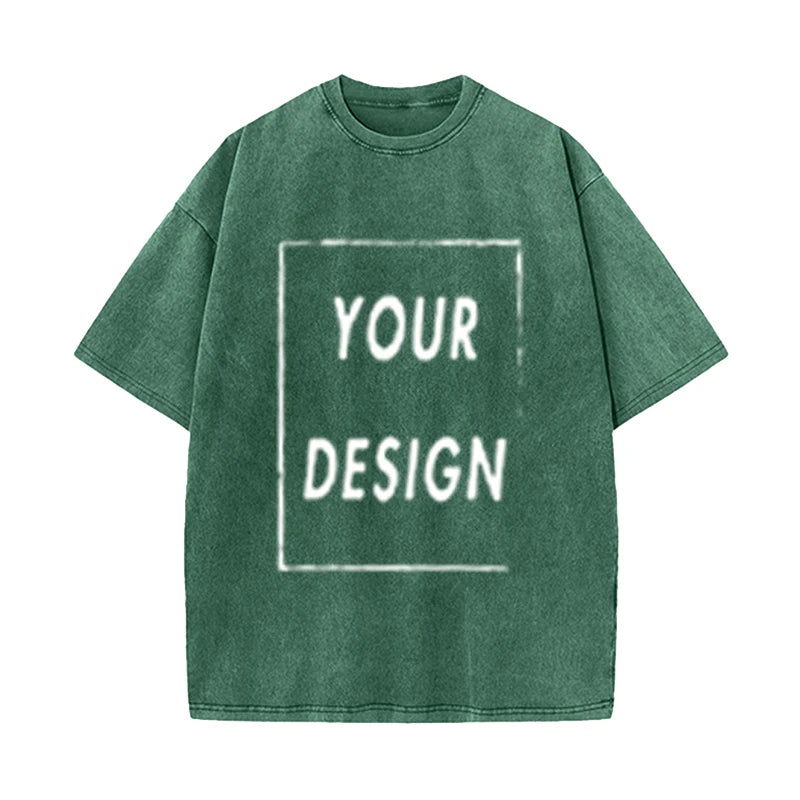Men's and Women's Cotton Washed T-Shirt Custom Printed T-Shirt 230G Top DIY Your Favorite Pattern or Logo Fashionable Custom Top