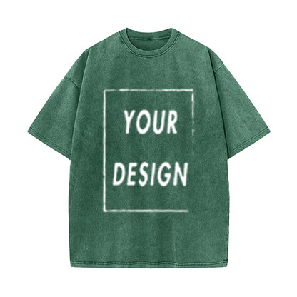 Men's and Women's Cotton Washed T-Shirt Custom Printed T-Shirt 230G Top DIY Your Favorite Pattern or Logo Fashionable Custom Top