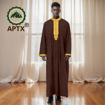 Musilim Men Cloths Long Sleeve Islamic Clothing Men Robe Arab Abaya Dresses Embroidered Kaftan Casual Formal Dubai Thobe 2412002