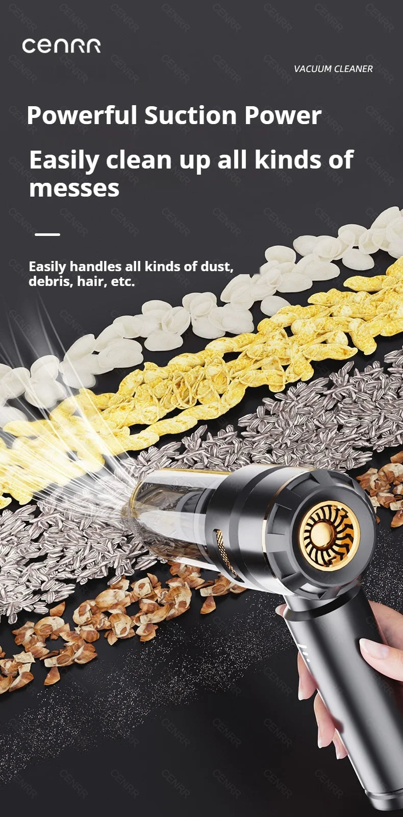CENRR Car Vacuum Cleaner 998000PA Handheld Wireless Powerful Portable Vacuum Cleaner Home Appliance Cleaning Machine Car Cleaner