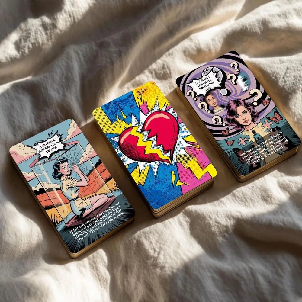 72Pcs, Awaken Your True Oracle Cards Set, Modern Pop Art Design, Self-Reflection & Emotional Insight Tools