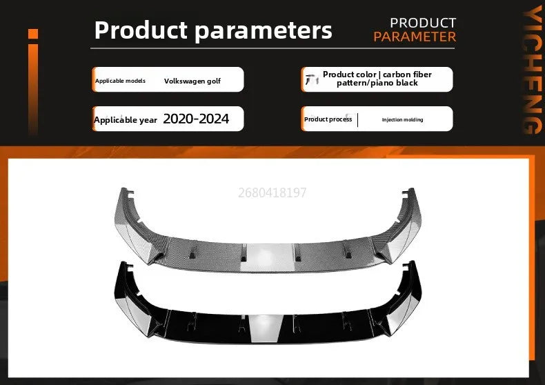 For Volkswagen Golf MK8 2020-2024 Pro Standard Edition Front Lip Spoiler Modification