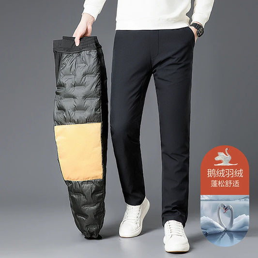 Genuine 90%  Goose Down Trousers High Quality Men Winter Thermal Suit Pants Male Elastic Waist Warm Goose Down Trousers