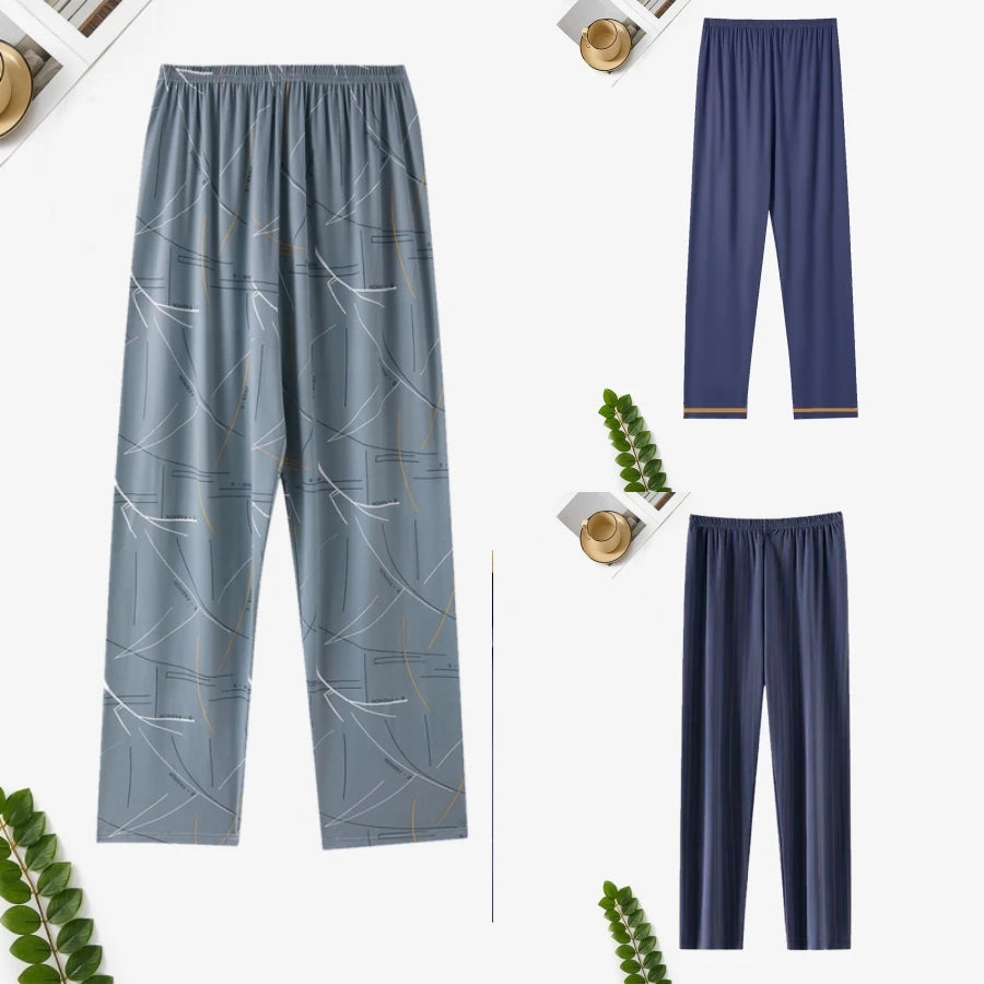 Pajama Pants Men's Spring and Autum Trousers Casual Trousers Autum and Winter Thin Home Trousers Long Loose Home Trousers