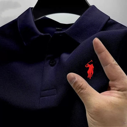 New Men's High-Quality Embroidered Logo Short-Sleeved Polo Shirt, Summer Fashion, Casual, Comfortable, Breathable T-Shirt Top