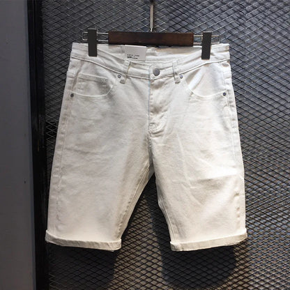2024 New Summer Fashion Denim Shorts Men's Slim Straight American Street Trend Casual All-Match Cropped Pants