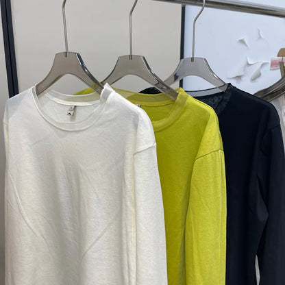 Spring New plus Size round Neck Mesh Splice Loose Long Sleeve Base Shirt Women Fat MM Slimming Belly Cover Simple T-shirt