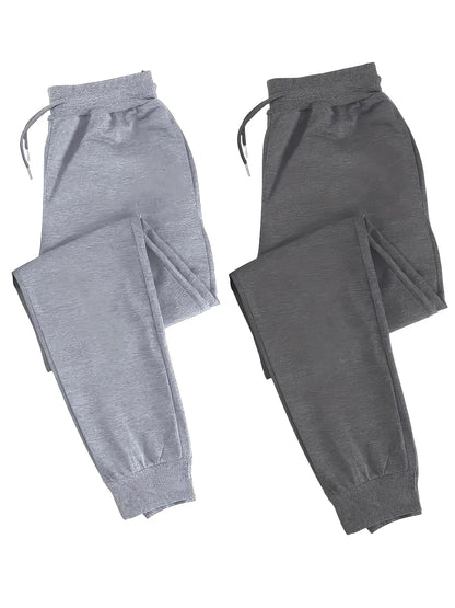Men's two-piece casual sporty jogger pants, loose-fit sweatpants, wrinkle-resistant and shape-retaining, suitable for running,