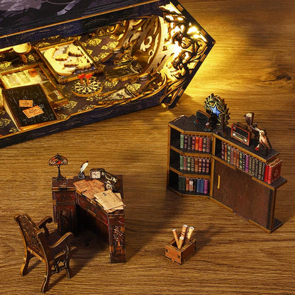 DIY Book Nook Kits 3D Puzzles Wooden Bookshelf Miniature Building Kits Home Decor Creative Dollhouses For Adults Xmas Gifts