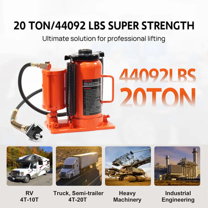 PORIYA 20 Ton Air & Manual Hydraulic Bottle Jack Heavy Car Truck Lift Heavy Duty Steel