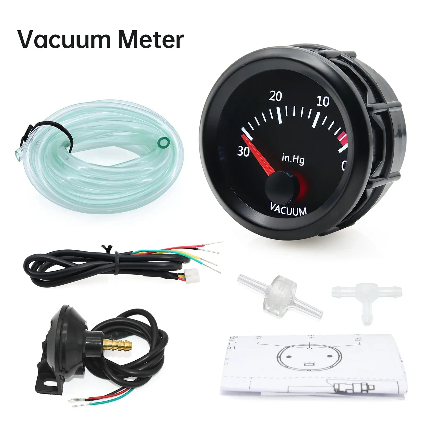 2'' 52mm Racing Car Indicator Water Temp Gauge Oil Temp Meter Voltmeter Oil Press Vacuum Boost Air Fuel Ratio EGT Instrument