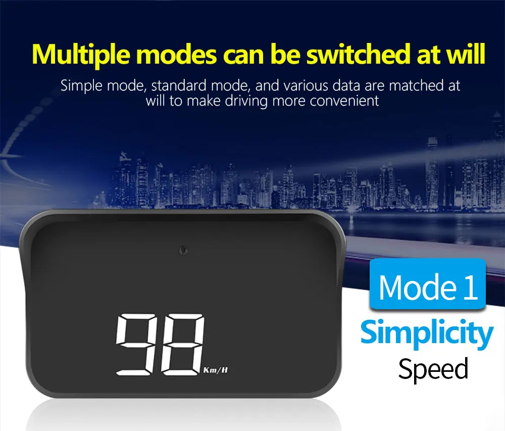 Car M10 Hud Display OBD2 HUD Head Up Display Km/H Speedometer Windshield Projection Overspeed Warning Digital On Board Computer