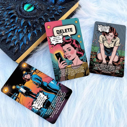 72Pcs, Awaken Your True Oracle Cards Set, Modern Pop Art Design, Self-Reflection & Emotional Insight Tools