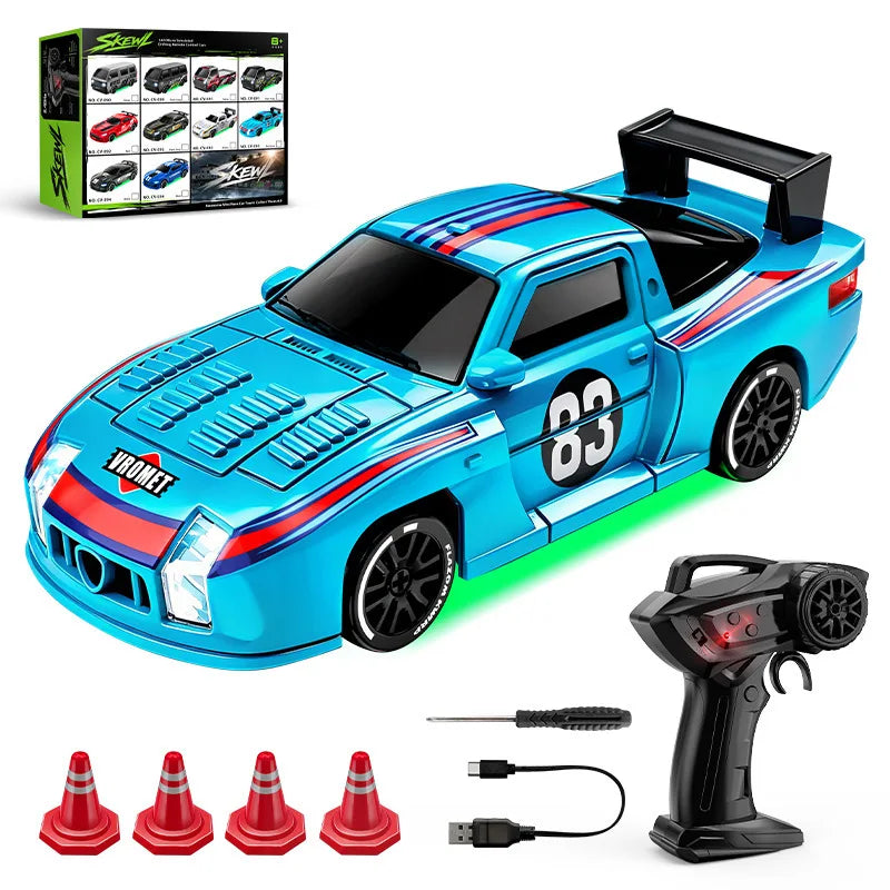 RC 1:64Desktop drift car Mini remote control car Four-Wheel Drive Full Proportion Type-CCharging  Children's Toys