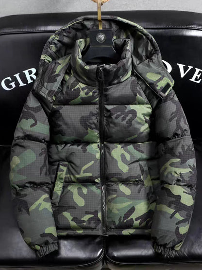 Men's Winter Camouflage Thickened Warm Detachable Hood Cotton Jacket Outdoor Fashion Cold Resistance Dirt Resistant Workwear