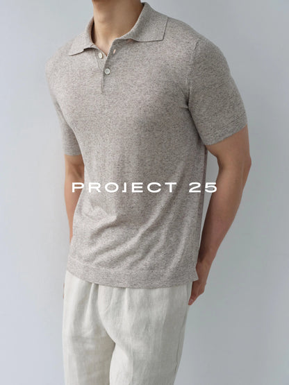 PROJECT 25 Men 16Gauge Lightweight Breathable Linen Blend Italian Old Money Knit Polo Shirt Short Sleeve Casual Tee Tops