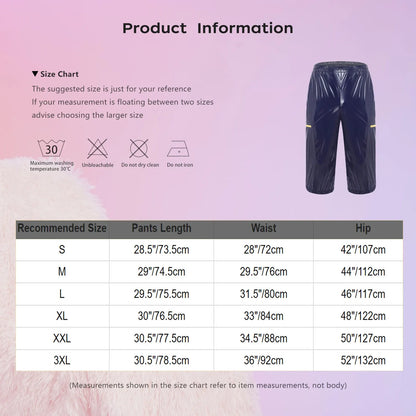 Men Waterproof Jogging Pants Elastic Waistband Track Trousers Long Pants for Dance Workout Beach Cycling Wear Sports Short Pants