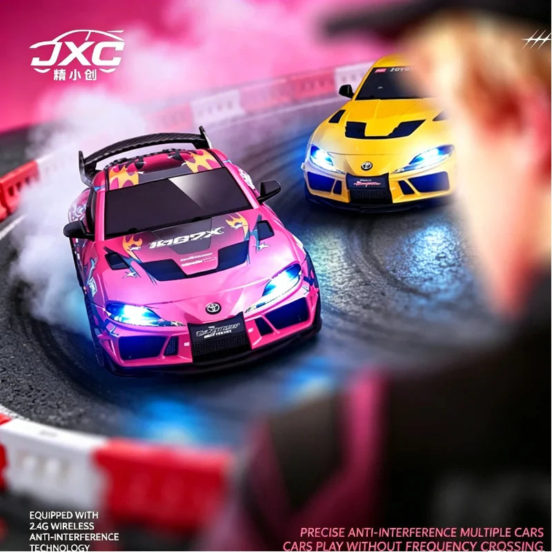 New 1:43 RC Drift Car, 2.4G Four-wheel Drive, with Steering Gyroscope Adjustable Speed Cool Light, JXC SP4301 RC Car Toy Gift
