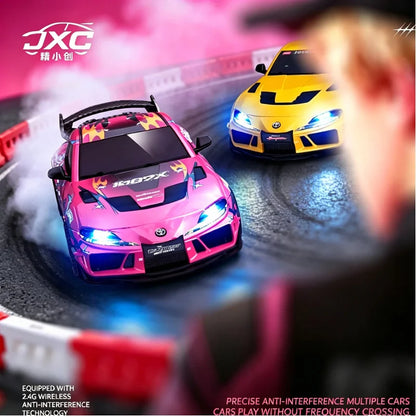 New 1:43 RC Drift Car, 2.4G Four-wheel Drive, with Steering Gyroscope Adjustable Speed Cool Light, JXC SP4301 RC Car Toy Gift