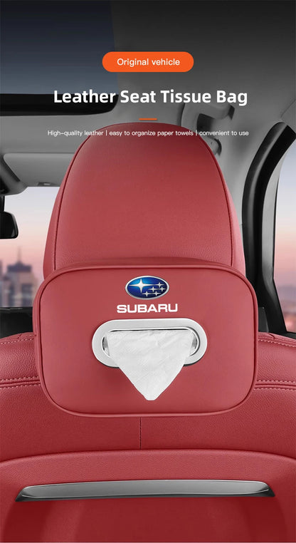 High-capacity Car Interior Tissue Box Kleenex Storage Bag Accessories For Subaru STI Forester Impreza Legacy Outback XV BRZ WRX