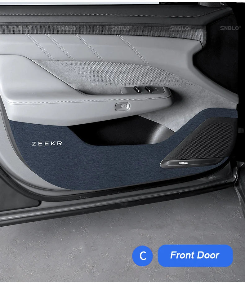 For Zeekr 001 2024 2025，Leather Car Door Anti-kick Pad Front Rear Door Protective Pad Threshold Bar Car Modification Accessories