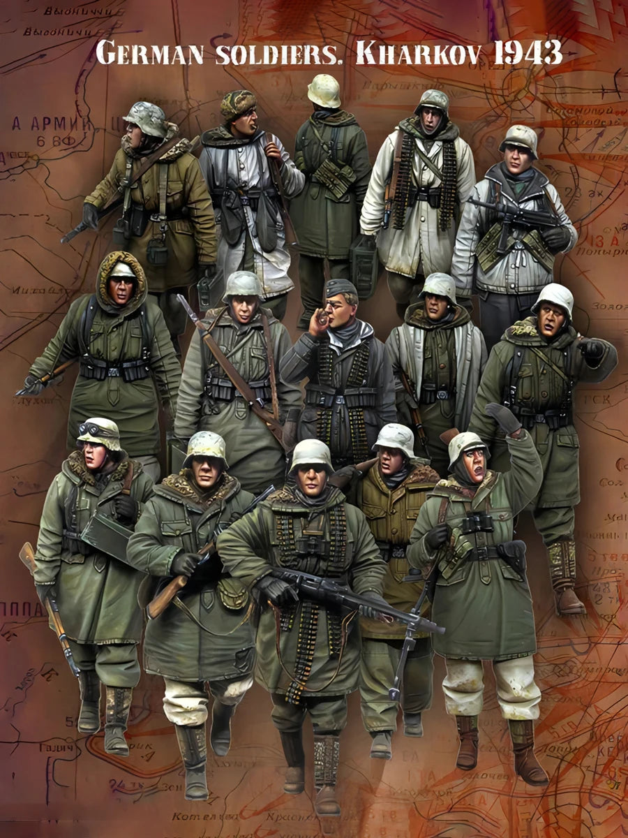1/35 Resin Model Figure Kits GK , Fifteen People，Military Theme，Unassembled And Unpainted，430J