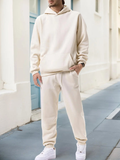 2025 Men's Autumn and Winter New Solid Color Hoodie+pants Two-piece Set Fashionable Casual Sports Set Size S-3XL Men's Tracksuit