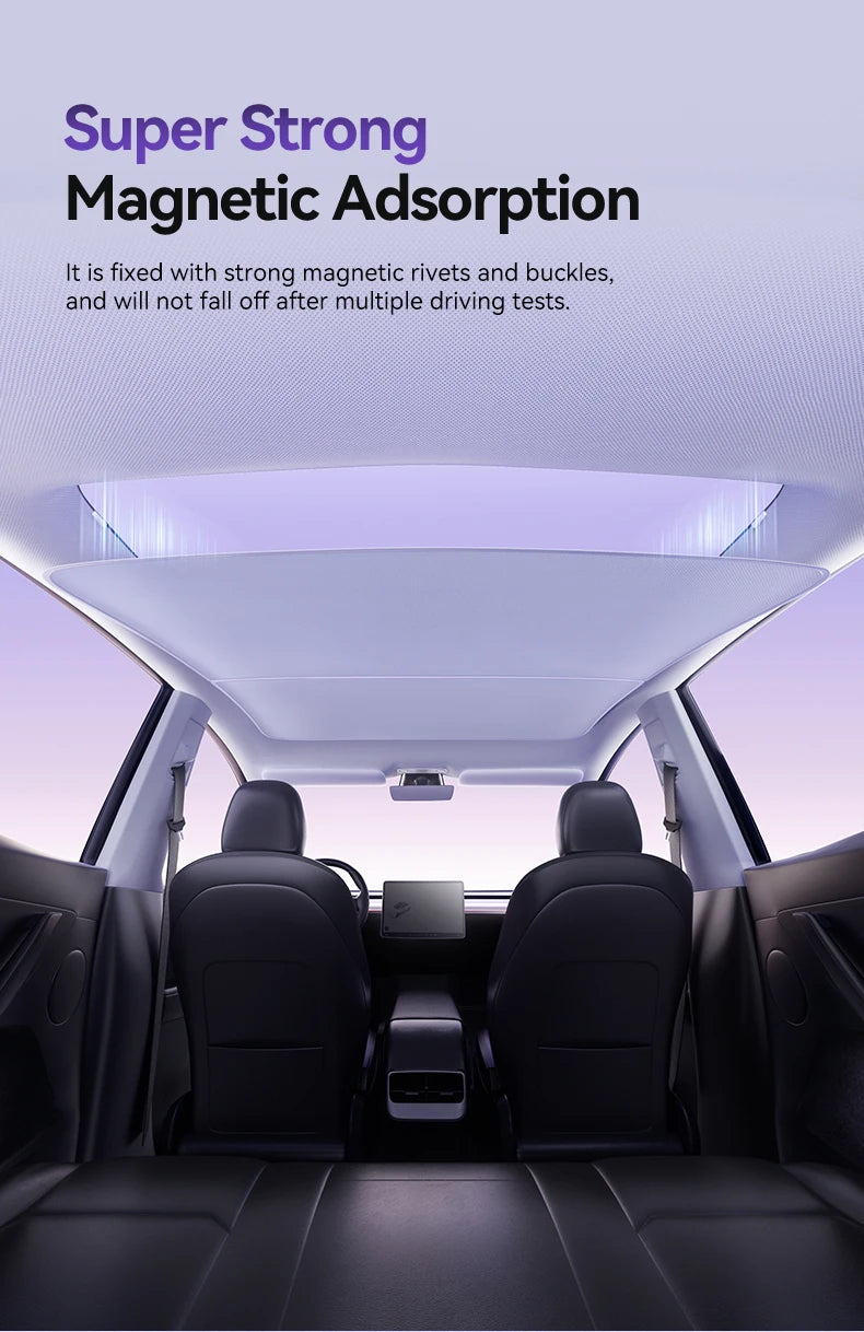 YZ magnetic suction clip Sun Shades For Tesla Model 3 Y Highland Juniper 2021-25 Glass Roof Sunshade Front Rear Sunroof Skylight