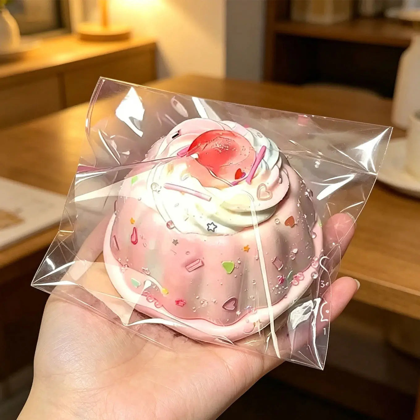 Cream Strawberry Big Pudding Silicone Stress Relief Toy, Slow Rebound Cute Squishy, Stress Reliever for Students