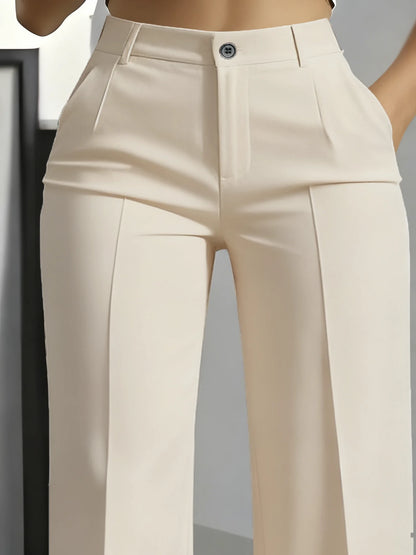 New 2025 Women's High-Waisted Draped Straight-Cut Suit Pants Simple European American Cross-Border Fashion for Women