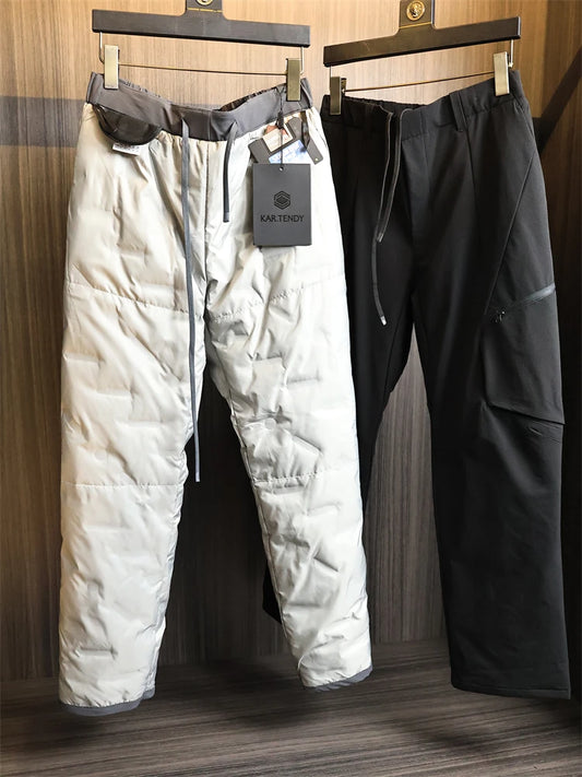 Outdoor Men's Straight Leg down Pants Fashionable Urban Style Long Length Nylon Polyester Blend Warmth Insulated Duck down Fi...