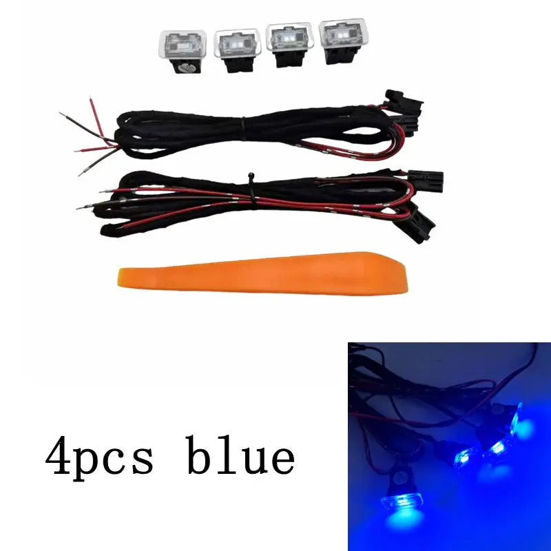 LED door trim Ambient atmosphere storage box light inner door debris box lighting lamp+wiring harness For Audi A4 S4 A5 A6 A7 A8