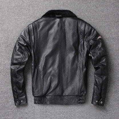 2026 New Winter Men's Warm Cowhide Top Coat Leather Bomber Jacket Detachable Fur Collar Plus Cotton Plus-size Leather for Men