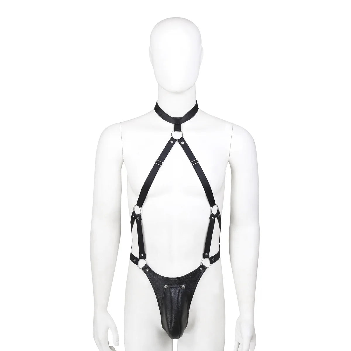 Mens PU Leather Body Harness Chest Strap Suspenders with Pouch BDSM Bondage Fetish Gear Role Play Adult Sex Toy for Men Gay