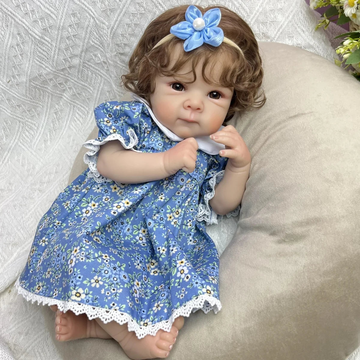 AONPENG Full Vinyl Body 45 CM Sweet Reborn Baby Doll Toy for Girl Lifelike Handmade Fashion Birthday Gift Play House Bedtime Toy