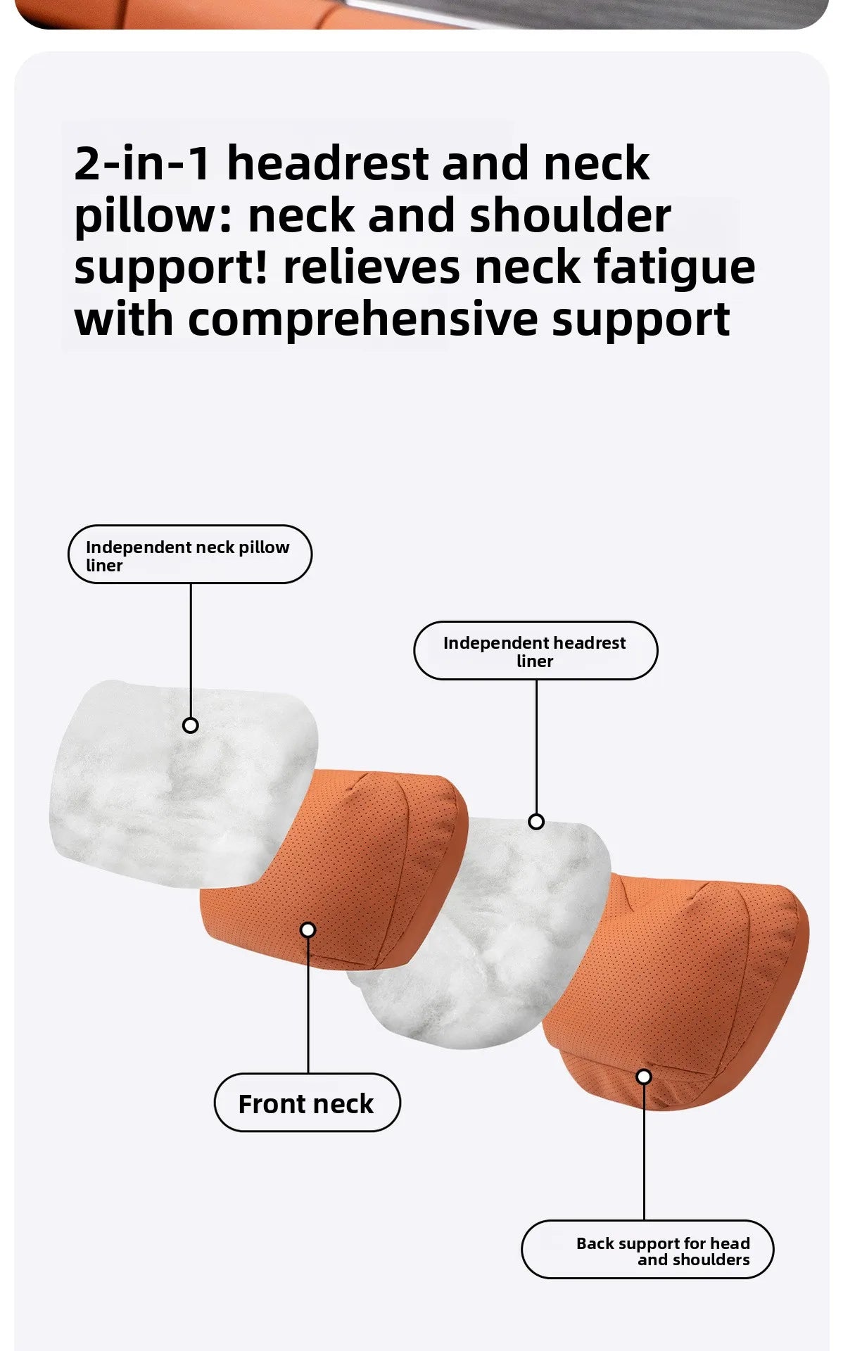 High Quality Universal Car Headrest Cushion Car Seat Neck Pillow High-grade Leather Breathable Lumbar Support Car Pillow