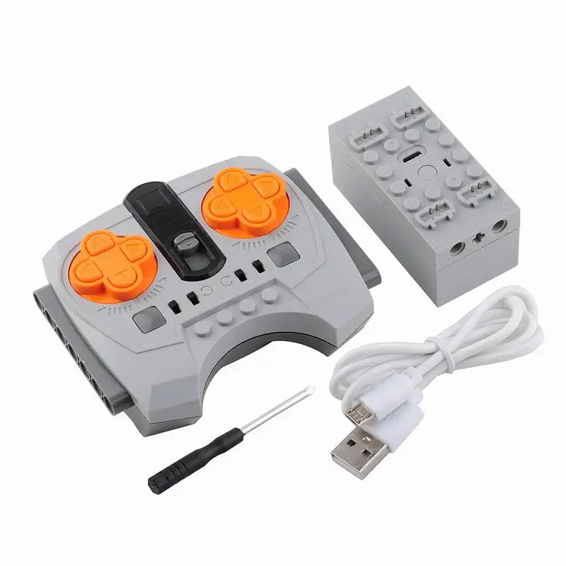 MOC Bluetooth Remote Control Set with Rechargeable Battery Box & App-Programmable Speed Control Building Blocks Motors