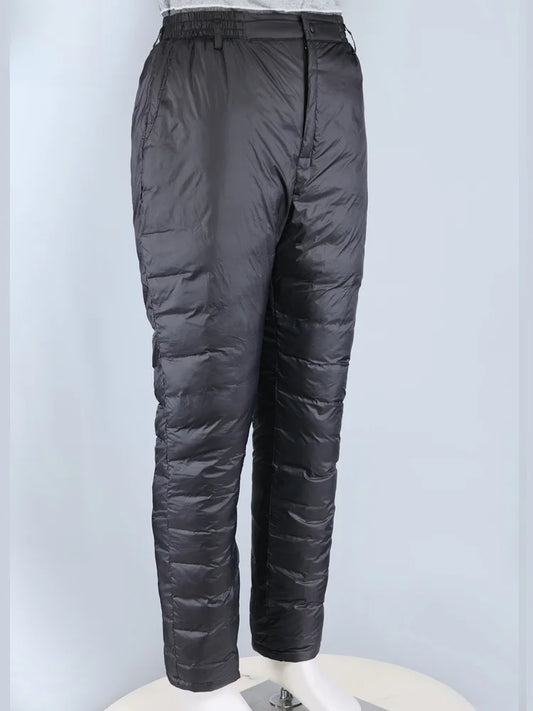 Men's down Pants Lightweight Loose Warm Duck down Inner Cotton Pants for Winter Business Casual Straight Leg Long Pants