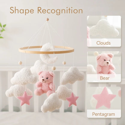 Baby Crib Mobile Rattle Toy 0-12Months Infant Soft Felt mobile Teddy Bear Bed Bell Hanging Toy Holder Bracket Crib Toy Gift