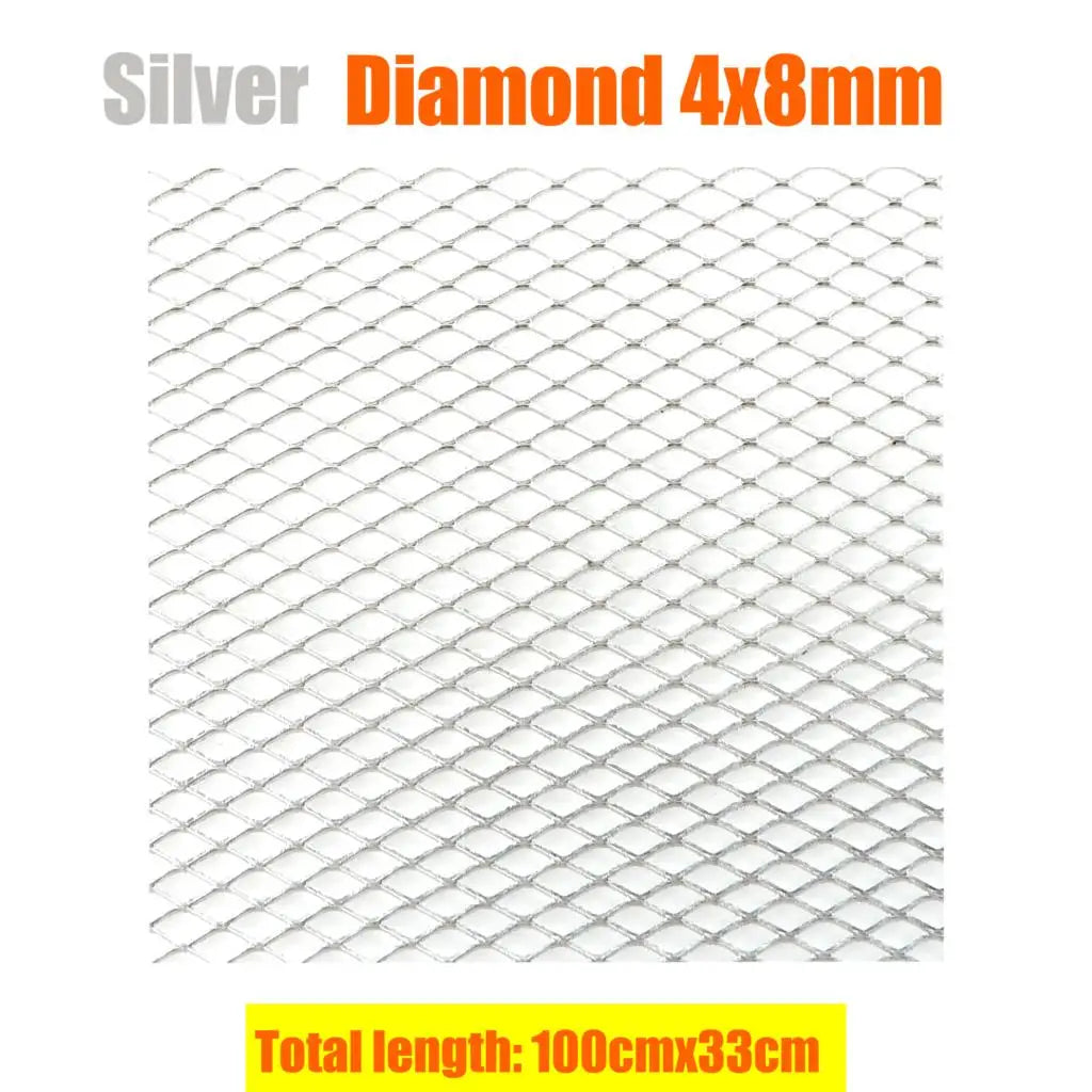 100x33cm Car bumper grille Aluminum Alloy Rhombic Grille Mesh Sheet Car grid ventilation grille for Bumper Car Accessories