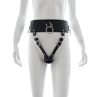 Leather Forced Orgasm Harness,Massage Wand Belt Massager Strap,Vibrator Restraint BDSM Pleasure Bondage,Chastity,Sex Toys Women