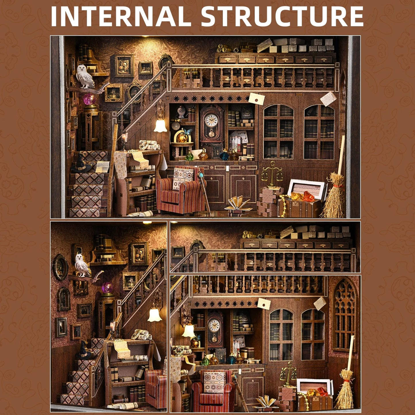 Book Nook Kit Secret Attic DIY 3D Wooden Puzzle Bookshelf Insert Dollhouse Model Bookend Building Home Decoration  Photo Frame