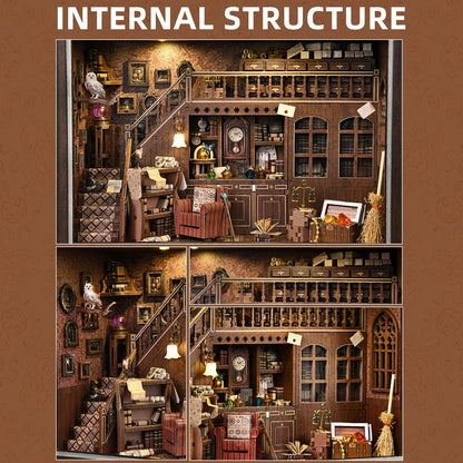 Book Nook Kit Secret Attic DIY 3D Wooden Puzzle Bookshelf Insert Dollhouse Model Bookend Building Home Decoration  Photo Frame
