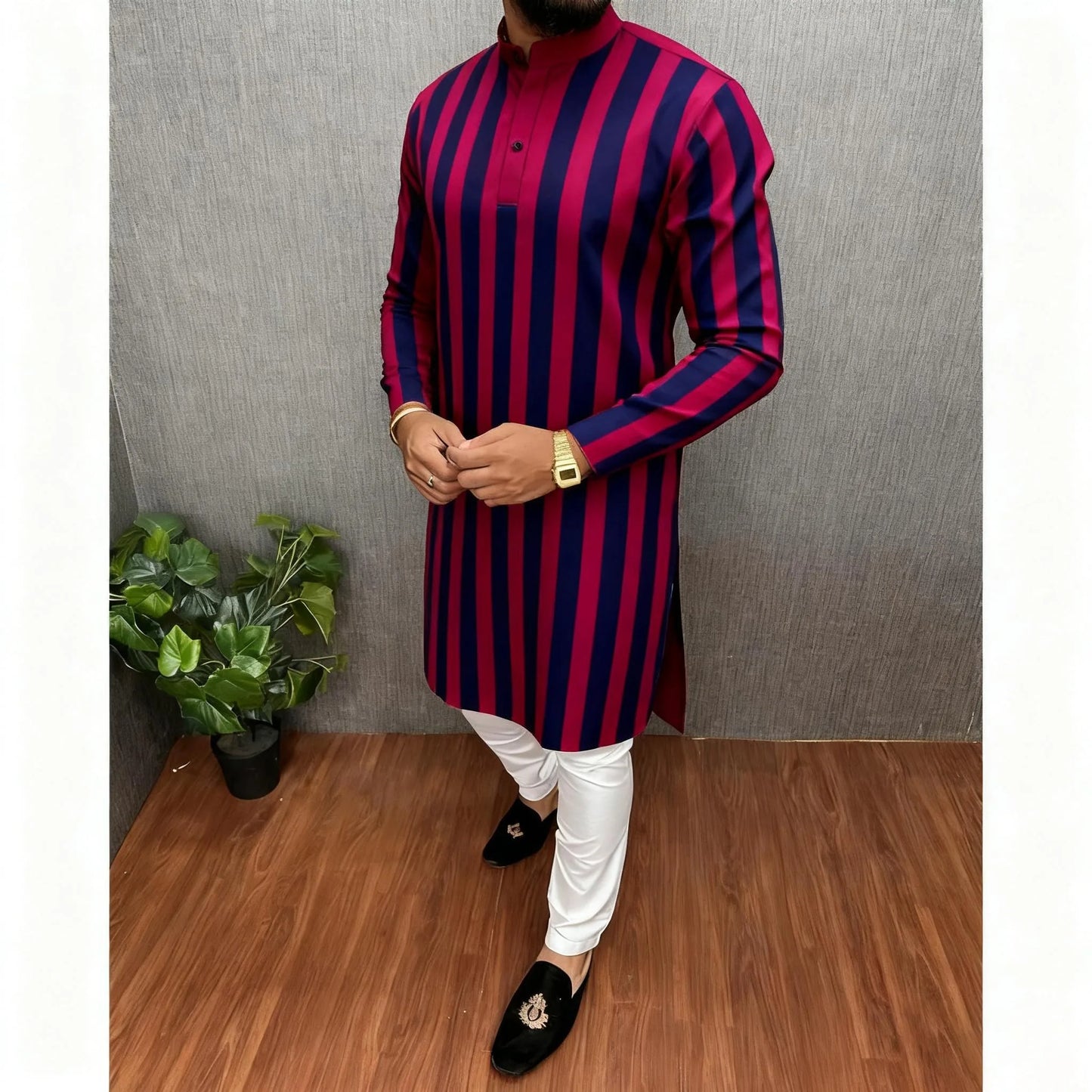 Men Digital Printed Kurta Vardha Regular Mandarin Collar Long Suitable Middle Eastern Tenue Marocaine Homme Men Muslim Clothing
